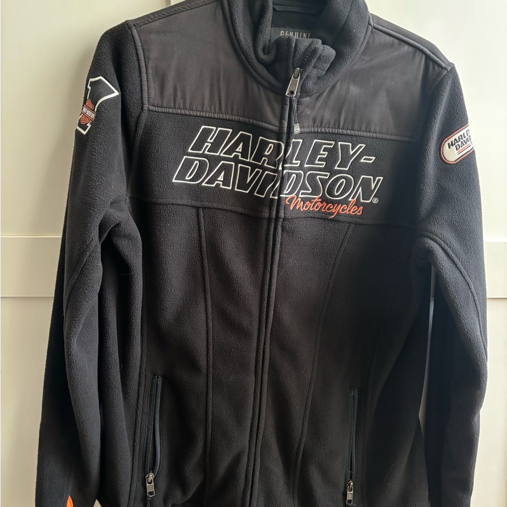 BARELY WORN Harley-Davidson Black and Orange WOMEN’s Fleece Jacket